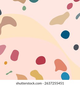 ABSTRACT BACKGROUND HAND DRAWN ORGANIC BLOB SHAPES. PASTEL COLOR FLAT DESIGN VECTOR TEMPLATE FOR WALLPAPER, COVER DESIGN