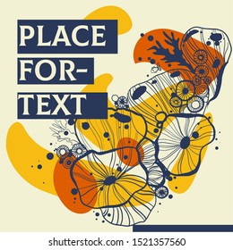 Abstract background with hand drawn sea anemones, liquid shapes and place for text.