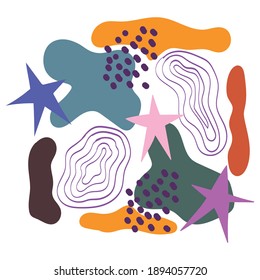 abstract background hand drawn shapes stars spots, drops vector illustration