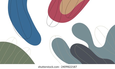 ABSTRACT BACKGROUND WITH HAND DRAWN SHAPES AND LINES PASTEL FLAT COLOR VECTOR DESIGN TEMPLATE FOR WALLPAPER, COVER DESIGN, HOMEPAGE DESIGN