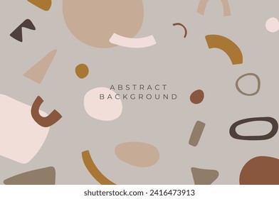 Abstract background with hand drawn shapes. Flat vector illustrations with organic doodle elements for web banner or header. Natural soft colors.