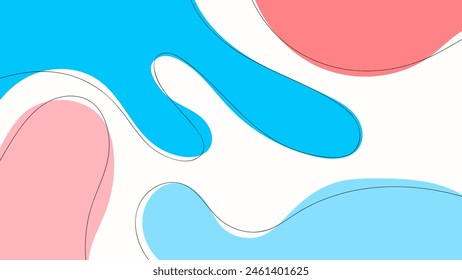 ABSTRACT BACKGROUND WITH HAND DRAWN SHAPES PASTEL BLUE RED FLAT COLOR VECTOR DESIGN TEMPLATE FOR WALLPAPER, COVER DESIGN, HOMEPAGE DESIGN