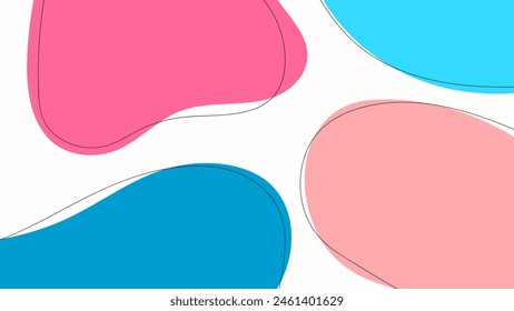 ABSTRACT BACKGROUND WITH HAND DRAWN SHAPES PASTEL BLUE RED FLAT COLOR VECTOR DESIGN TEMPLATE FOR WALLPAPER, COVER DESIGN, HOMEPAGE DESIGN