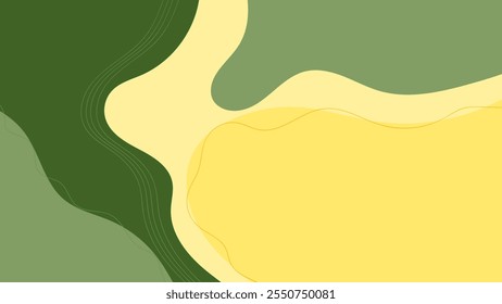 ABSTRACT BACKGROUND WITH HAND DRAWN SHAPES GREEN YELLOW COLORFUL FLAT PASTEL DESIGN VECTOR TEMPLATE FOR WALLPAPER, COVER DESIGN