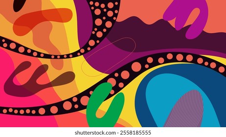 ABSTRACT BACKGROUND WITH HAND DRAWN SHAPES COLORFUL FLAT DESIGN VECTOR TEMPLATE FOR WALLPAPER, COVER DESIGN