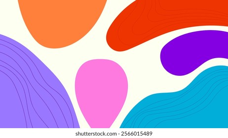 ABSTRACT BACKGROUND WITH HAND DRAWN SHAPES COLORFUL FLAT DESIGN VECTOR TEMPLATE FOR WALLPAPER, COVER DESIGN