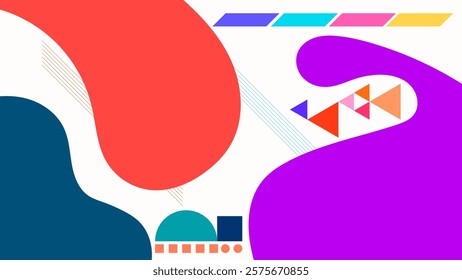 ABSTRACT BACKGROUND HAND DRAWN SHAPES COLORFUL FLAT DESIGN VECTOR TEMPLATE FOR WALLPAPER, COVER DESIGN