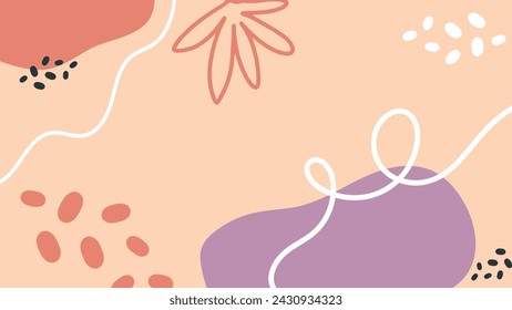 Fondo abstracto con texturas dibujadas a mano y elementos florales. Ilustración vectorial.
