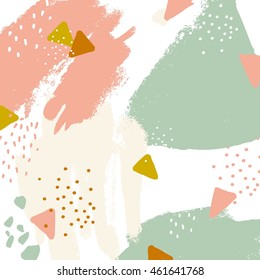 Abstract background with hand drawn textures, memphis style. Universal card, pastel colors. Retro design, fashion art