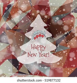 Abstract background with hand drawn tree and christmas decoration. Holiday background. Texture for New Year and Christmas.
