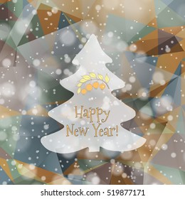 Abstract background with hand drawn tree and christmas decoration. Holiday background. Texture for New Year and Christmas.