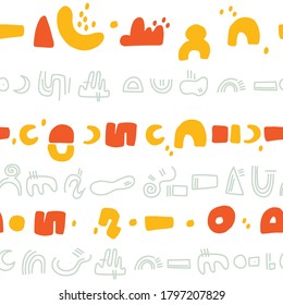 Antecedentes abstractos. Dibujaron a mano varias formas y objetos de garabatos. Ilustración vectorial moderna y moderna. Patrón sin foco.