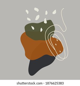 Antecedentes abstractos. Dibujaron a mano varias formas y objetos de garabatos. Ilustraciones vectoriales modernas y modernas. Colores pasteles