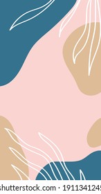 Abstract background. Hand drawn various shapes and doodle objects. Use for Instagram stories. Contemporary modern trendy vector illustrations