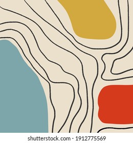 Abstract background. Hand drawn various shapes and doodle objects. Contemporary modern trendy vector illustrations. 
