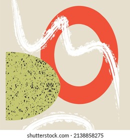 Antecedentes abstractos. La mano dibujó varias formas, trazos y gotas. Ilustración vectorial moderna. Cada fondo está aislado. Diseño plano, dibujos animados.