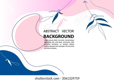 Abstract background hand drawn in white pink and blue gradient, with floral flower theme, for posters, banners, and others, vector copy space area design eps 10
