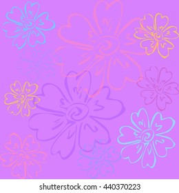 Abstract background with hand  painted flowers. Vector illustration.