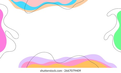 FONDO Abstractas FORMAS ORGÁNICAS DIBUJADAS A MANO CON LÍNEAS COLORIDO DISEÑO PLANO PLANTILLA DE VECTOR PARA EL FONDO DE PANTALLA, DISEÑO DE CUBIERTA