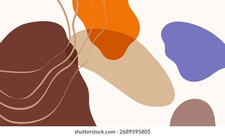 FUNDO ABSTRATO COM FORMAS ORGÂNICAS DESENHADAS À MÃO MODELO DE VETOR DE DESIGN COLORIDO PLANO PARA PAPEL DE PAREDE, DESIGN DE CAPA
