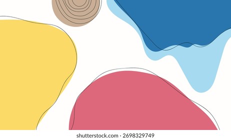 ABSTRACT BACKGROUND WITH HANDDRAWN ORGANIC SHAPES FLAT COLORFUL DESIGN VECTOR TEMPLATE FOR WALLPAPER, COVER DESIGN