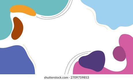 FUNDO ABSTRATO COM FORMAS ORGÂNICAS DESENHADAS À MÃO MODELO DE VETOR DE DESIGN COLORIDO PLANO PARA PAPEL DE PAREDE, DESIGN DE CAPA
