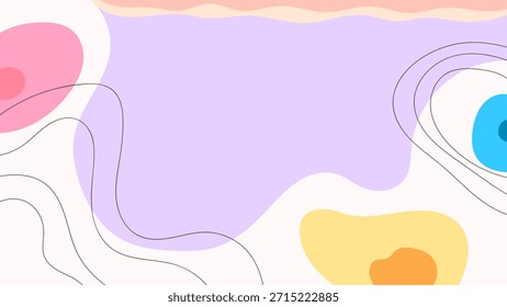 FUNDO ABSTRATO COM FORMAS ORGÂNICAS DESENHADAS À MÃO MODELO DE VETOR DE DESIGN COLORIDO PLANO PARA PAPEL DE PAREDE, DESIGN DE CAPA