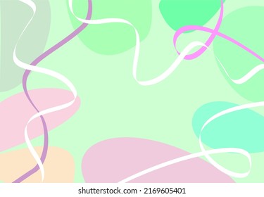 Abstract background. Hand-drawn various figures, doodles, ribbons. Modern trendy vector illustrations. Pastel colors