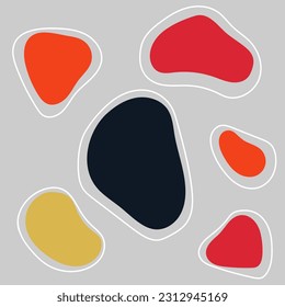 Antecedentes abstractos. Diversas formas y garabatos dibujados a mano. Ilustración vectorial moderna. colores brillantes