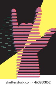 Abstract background hand.Memphis style.Cool modern illustration.
