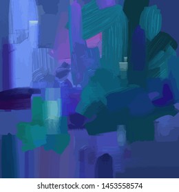 Abstract background, hand-painted texture. Paint smears. Shades of blue, green and purple. Design for backgrounds, wallpapers, covers, cards and packaging.