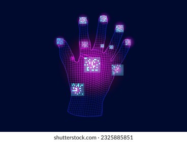 Abstract background handprint password user digital networking communication futuristic technology graphic design vector illustration