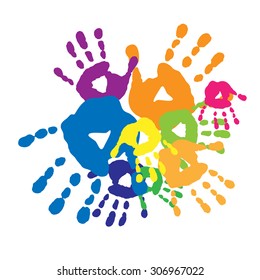 Abstract background with a handprints
