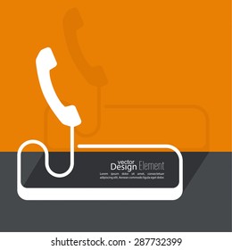 Abstract background with the handset hanging on a wire. 