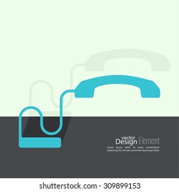Abstract background with the handset hanging on a wire. 