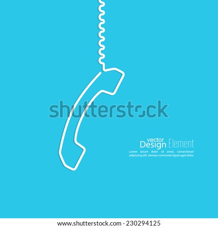 Abstract background with the handset hanging on a wire. 