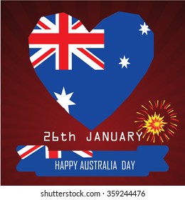 Abstract background for Happy Australia Day / 26th January / Heart shape flag
