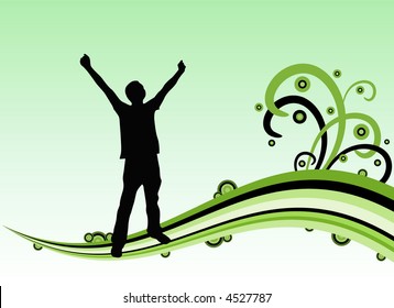 Abstract background with happy man
