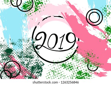 Abstract background Happy New Year. 2019. Cover, flyer, banner, web, print