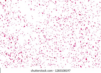 Abstract Background Happy Valentines Day. Scarlet Explosion Of Confetti Isolated On White. Pink Glitter. Overlay Texture.  Digitally Generated Image. Vector Illustration, Eps 10.