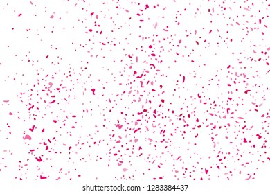 Abstract Background Happy Valentines Day. Scarlet Explosion Of Confetti Isolated On White. Pink Glitter. Overlay Texture.  Digitally Generated Image. Vector Illustration, Eps 10.