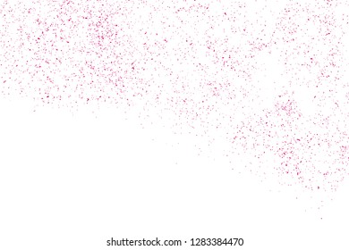 Abstract Background Happy Valentines Day. Scarlet Explosion Of Confetti Isolated On White. Pink Glitter. Overlay Texture.  Digitally Generated Image. Vector Illustration, Eps 10.