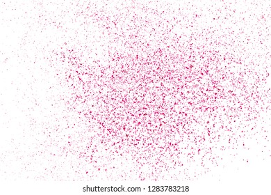 Abstract Background Happy Valentines Day. Scarlet Explosion Of Confetti Isolated On White. Pink Glitter. Overlay Texture.  Digitally Generated Image. Vector Illustration, Eps 10.