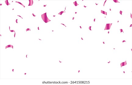 Abstract Background Happy Valentines Day. Scarlet Explosion Of Confetti Isolated On White. Pink Glitter. Overlay Texture. Digitally Generated Image. Vector Illustration, Rose gold falling particles.