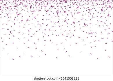 Abstract Background Happy Valentines Day. Scarlet Explosion Of Confetti Isolated On White. Pink Glitter. Overlay Texture. Digitally Generated Image. Vector Illustration, Rose gold falling particles.