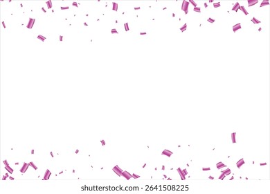 Abstract Background Happy Valentines Day. Scarlet Explosion Of Confetti Isolated On White. Pink Glitter. Overlay Texture. Digitally Generated Image. Vector Illustration, Rose gold falling particles.