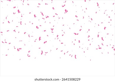 Abstract Background Happy Valentines Day. Scarlet Explosion Of Confetti Isolated On White. Pink Glitter. Overlay Texture. Digitally Generated Image. Vector Illustration, Rose gold falling particles.