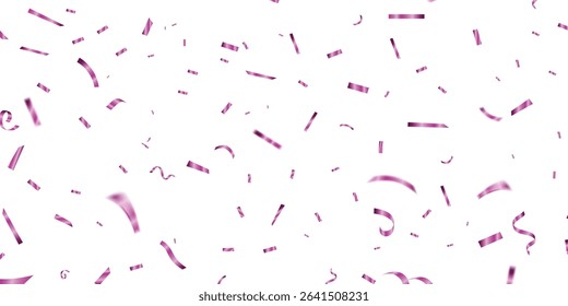 Abstract Background Happy Valentines Day. Scarlet Explosion Of Confetti Isolated On White. Pink Glitter. Overlay Texture. Digitally Generated Image. Vector Illustration, Rose gold falling particles.