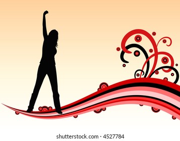Abstract background with happy woman