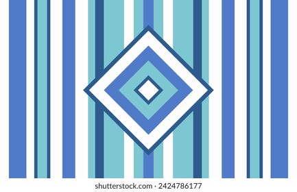 Abstract background with harmonious blue stripes and a captivating geometric centerpiece - Vector